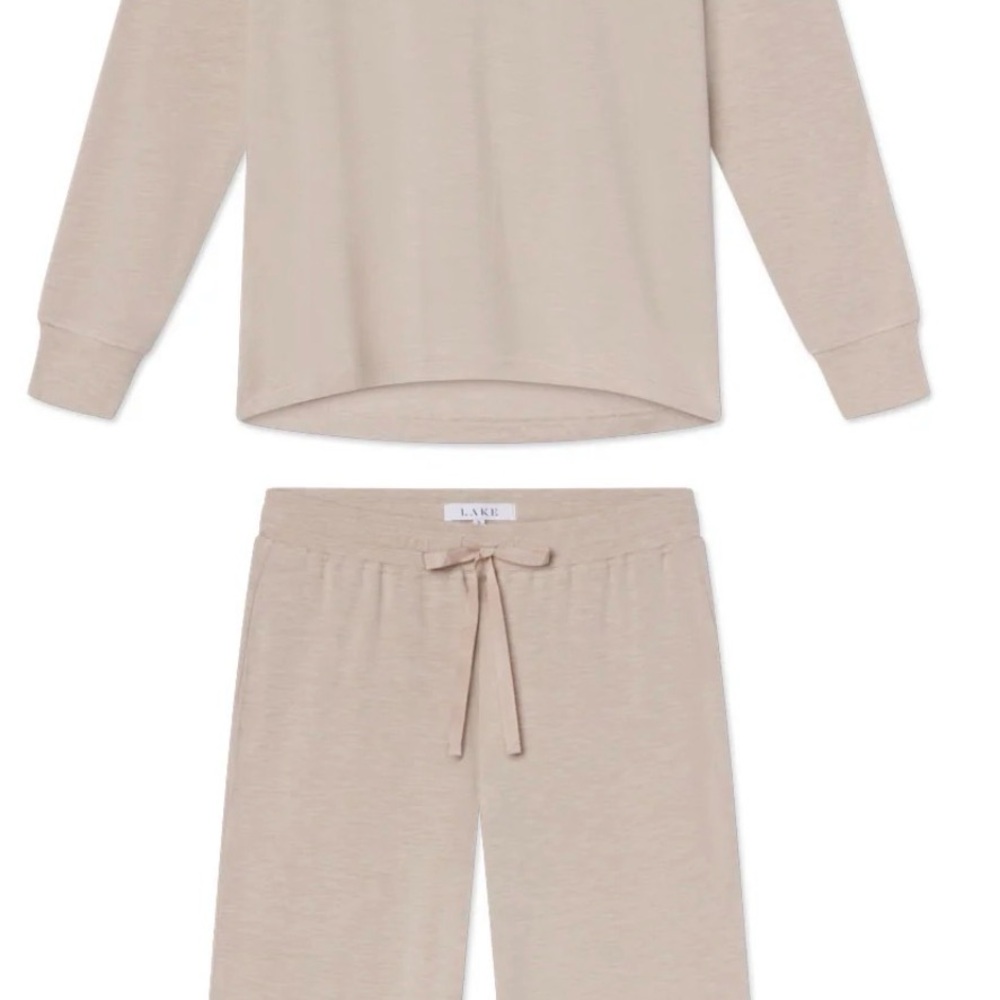 LAKE Kids Neutral Beige Long-Sleeve Pajama Set